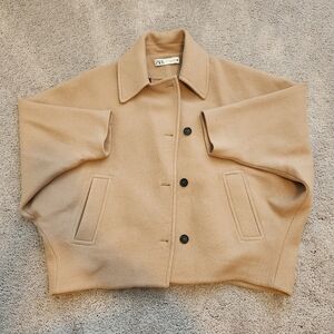 Zara Tan Wool Blend Coat Sz M-L